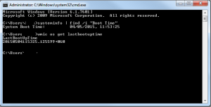 Use CMD or Powershell to find last boot time