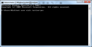 Enable or Disable user account from command line (CMD)