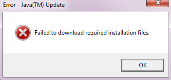 Java Update failed to download the required files