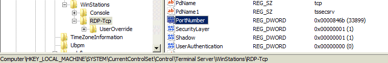 Change RDP port number