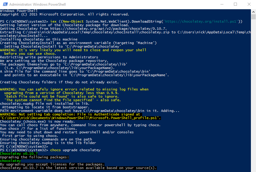 installing chocolatey